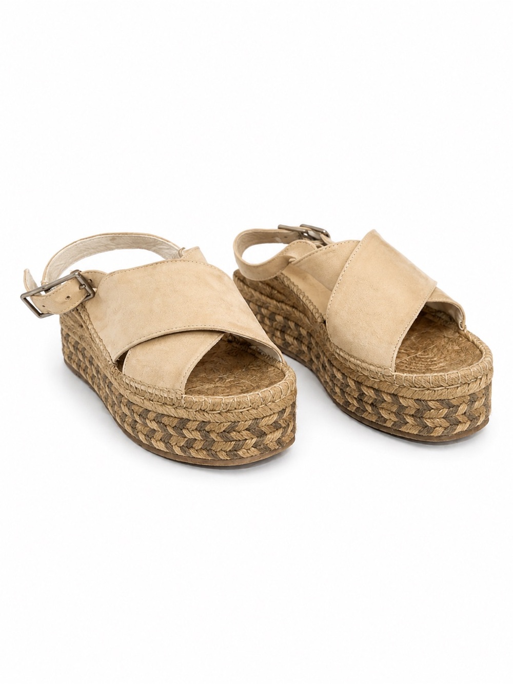 Rag & Bone Tari Beige Suede Espadrille Platform Wedge Sandals